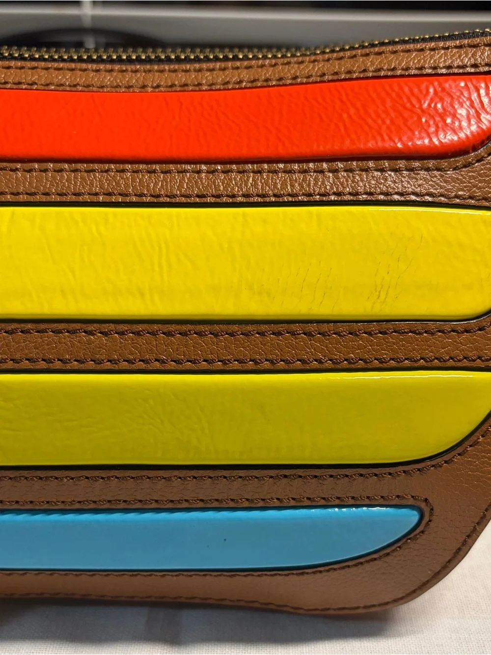 kate spade Colorblock Macaw Parrot Wristlet/Clutch in Orange, Yellow, Blue & Tan